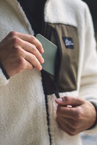 Outdoor Teddy Fleece Jacke im Sherpa-Stil mit Brusttasche.