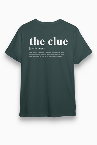 Herren T-Shirt „Phonetic“ in Grün mit Backprint von The Clue Clothing