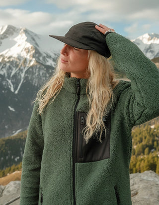 Women's Sherpa Fleece Jacket Olive Unisex