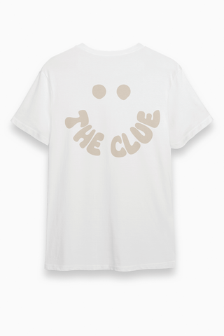 Herren T-Shirt „Smile“ Surfshirt in Weiß Beige mit Backprint von The Clue Clothing